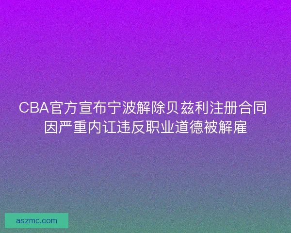 CBA官方宣布宁波解除贝兹利注册合同 因严重内讧违反职业道德被解雇